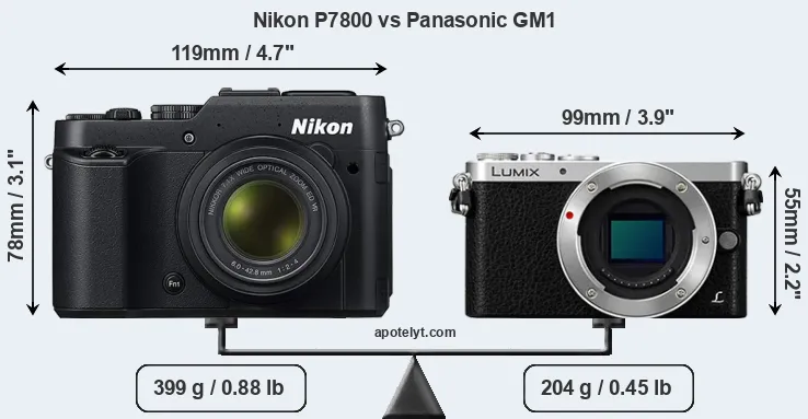 Size Nikon P7800 vs Panasonic GM1