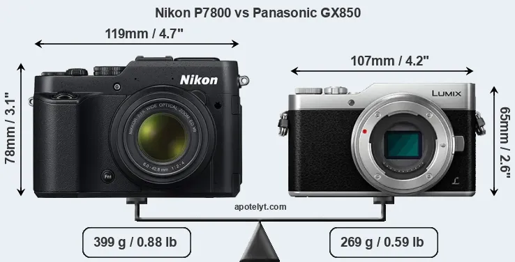 Size Nikon P7800 vs Panasonic GX850