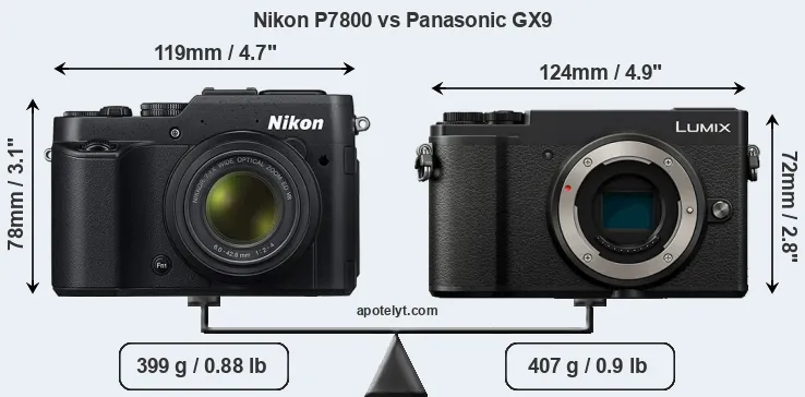 Size Nikon P7800 vs Panasonic GX9