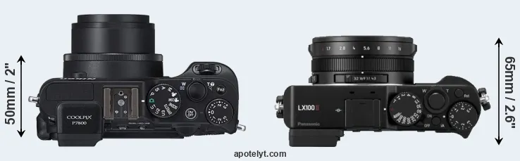Compare P7800 versus LX100 II top