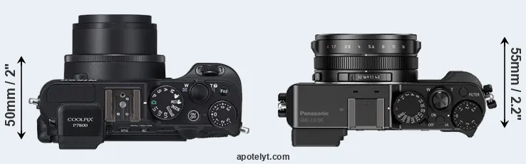 Compare P7800 versus LX100 top