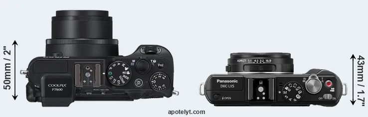 Compare P7800 versus LX5 top
