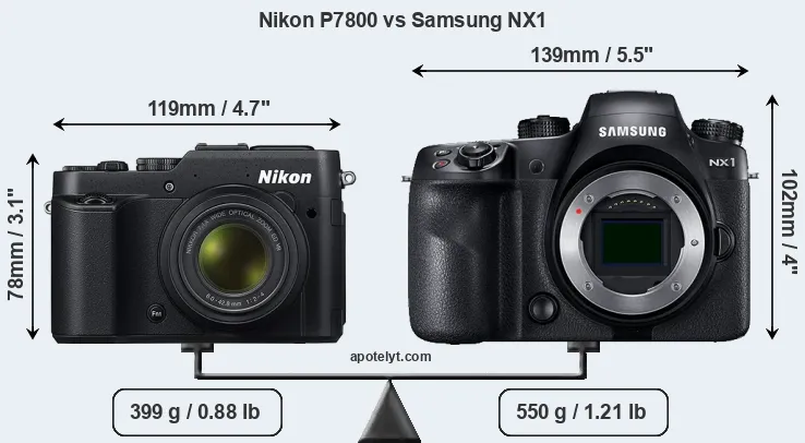 Size Nikon P7800 vs Samsung NX1