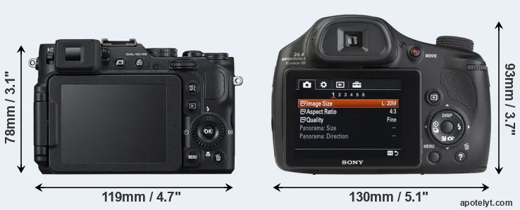 Comparison P7800 or HX350 rear