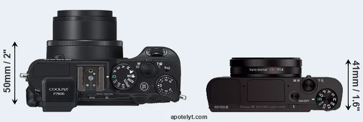 Compare P7800 versus RX100 III top