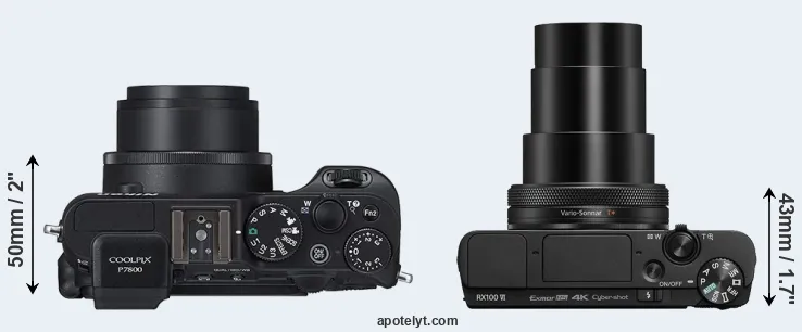 Compare P7800 versus RX100 VI top