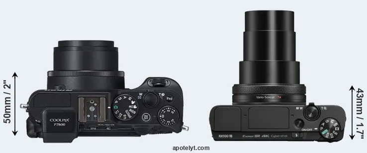 Compare P7800 versus RX100 VII top