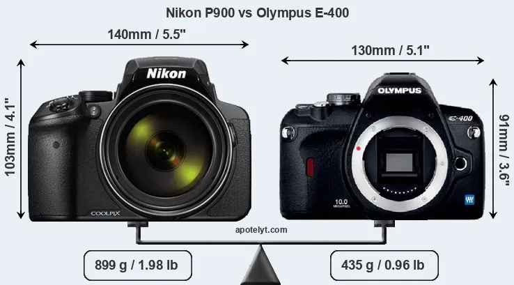 Size Nikon P900 vs Olympus E-400