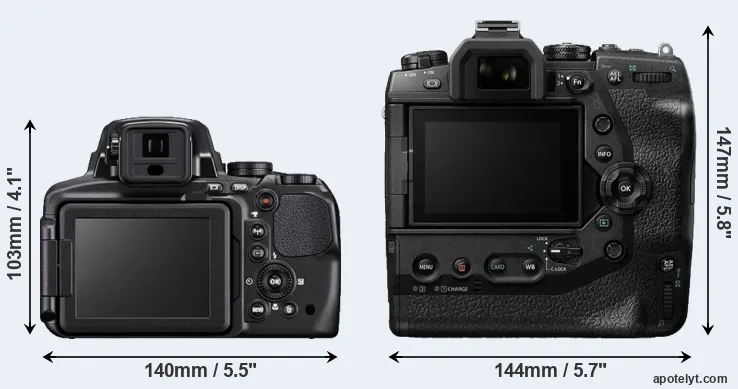Comparison P900 or E-M1X rear
