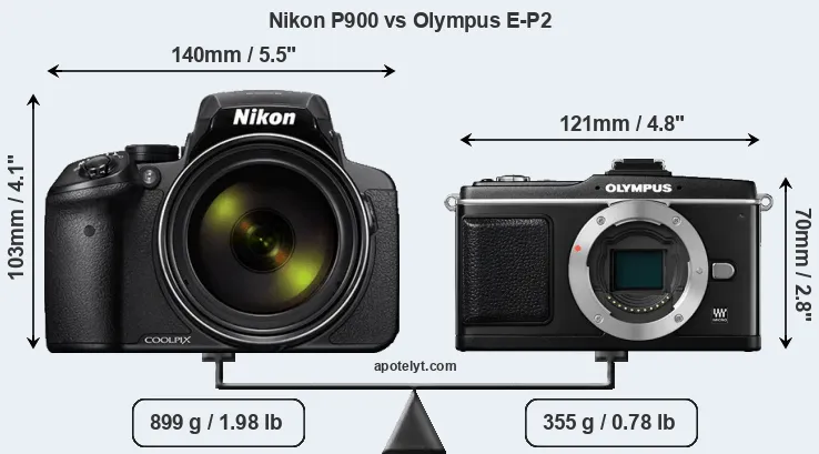 Size Nikon P900 vs Olympus E-P2