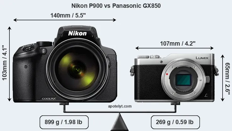 Size Nikon P900 vs Panasonic GX850