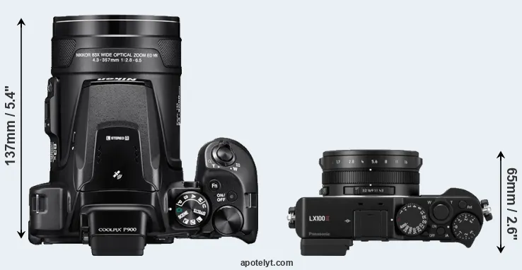 Compare P900 versus LX100 II top