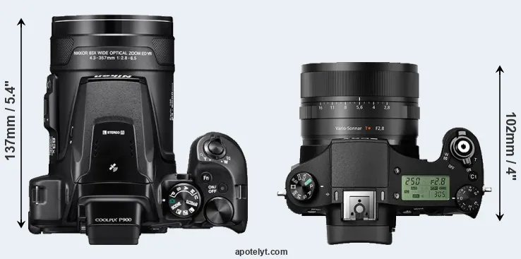 Compare P900 versus RX10 II top