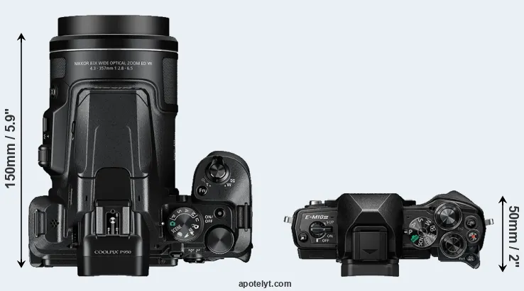 Compare P950 versus E-M10 III top