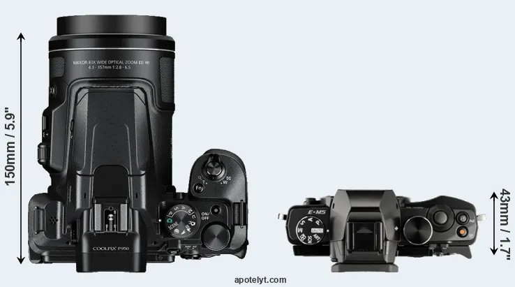Compare P950 versus E-M5 top