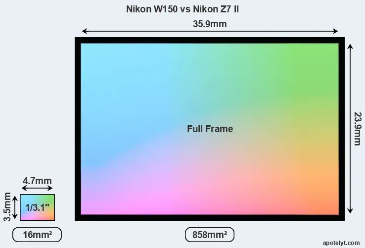Nikon W150 and Nikon Z7 II sensor measures