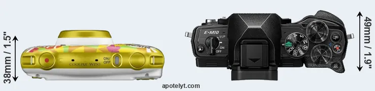 Compare W150 versus E-M10 IV top