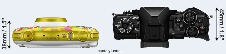 Compare W150 versus E-M5 II top