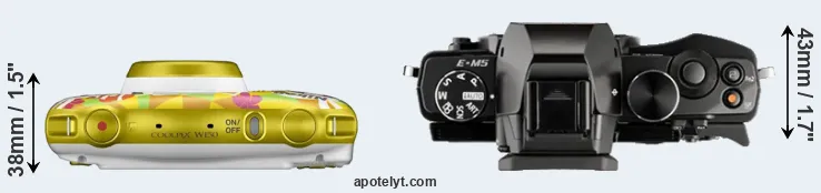 Compare W150 versus E-M5 top
