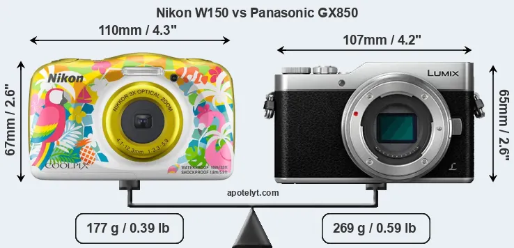 Size Nikon W150 vs Panasonic GX850