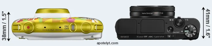 Compare W150 versus RX100 V top