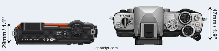 Compare W300 versus E-M10 II top