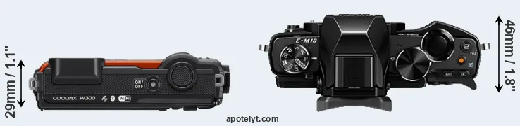 Compare W300 versus E-M10 top