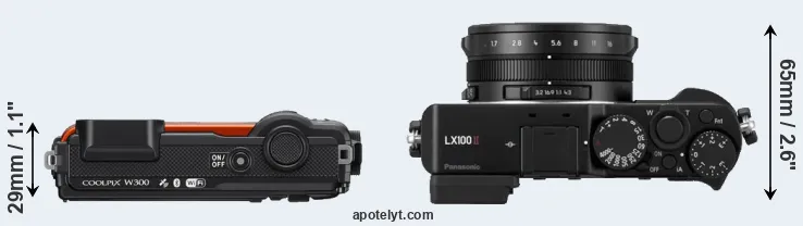 Compare W300 versus LX100 II top