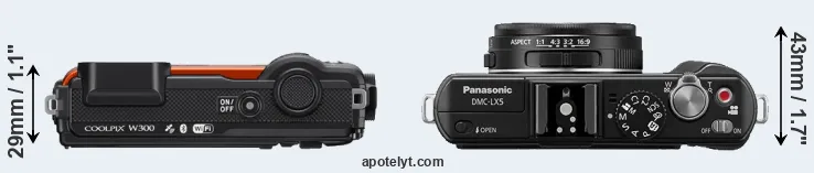Compare W300 versus LX5 top