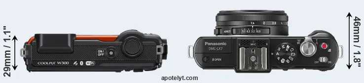 Compare W300 versus LX7 top