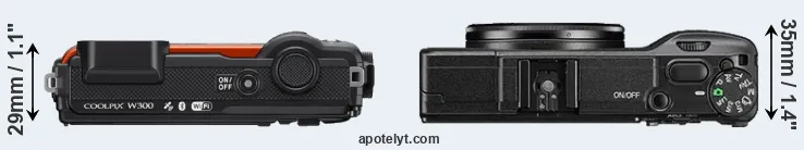 Compare W300 versus GR II top