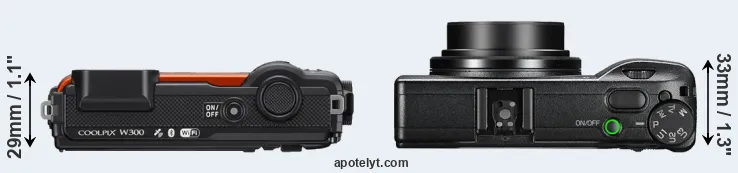 Compare W300 versus GR III top