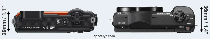 Compare W300 versus A5100 top