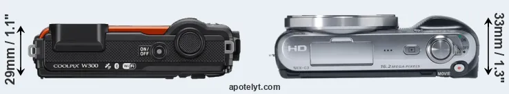 Compare W300 versus NEX-C3 top