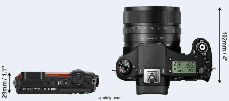 Compare W300 versus RX10 II top