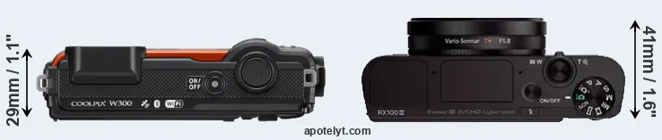 Compare W300 versus RX100 III top