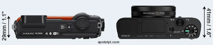 Compare W300 versus RX100 IV top