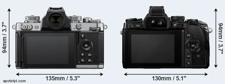 Comparison Z fc or E-M1 rear