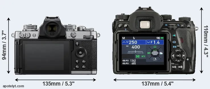 Comparison Z fc or K-1 II rear