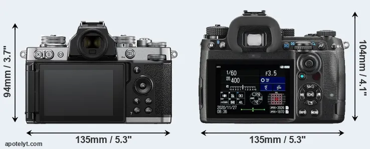 Comparison Z fc or K-3 III rear