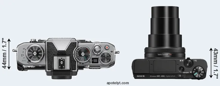 Compare Z fc versus RX100 VII top