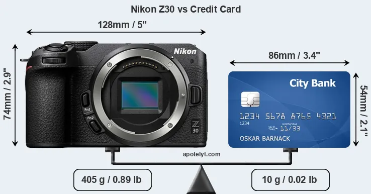 Nikon Z30 vs credit card front