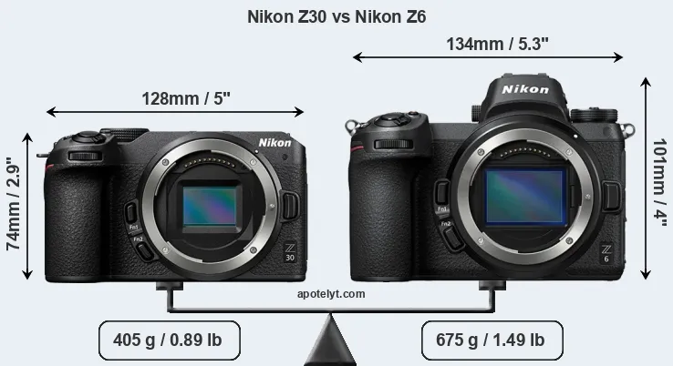 Size Nikon Z30 vs Nikon Z6