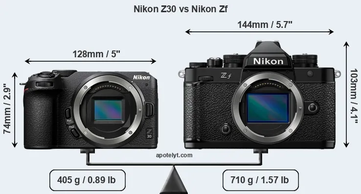 Size Nikon Z30 vs Nikon Zf