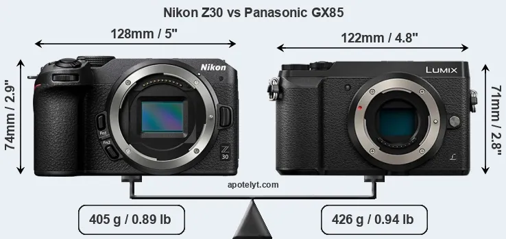 Size Nikon Z30 vs Panasonic GX85