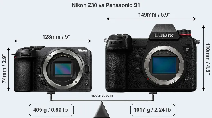Size Nikon Z30 vs Panasonic S1
