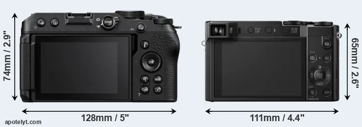 Comparison Z30 or TZ100 rear