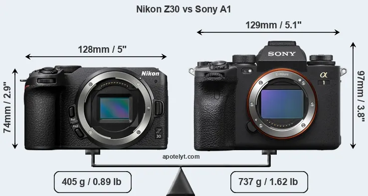 Size Nikon Z30 vs Sony A1