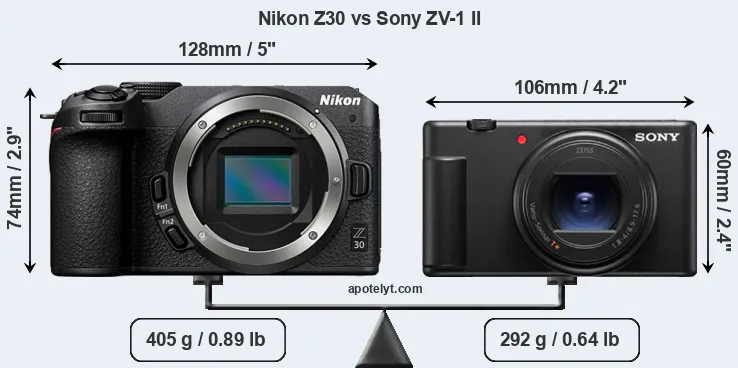 Size Nikon Z30 vs Sony ZV-1 II