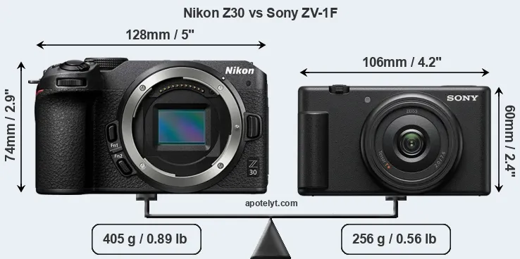 Size Nikon Z30 vs Sony ZV-1F